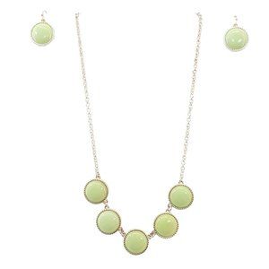 LC Liz Claiborne Necklace and Drop Earrings Pierced Pale Green Jewelry Set